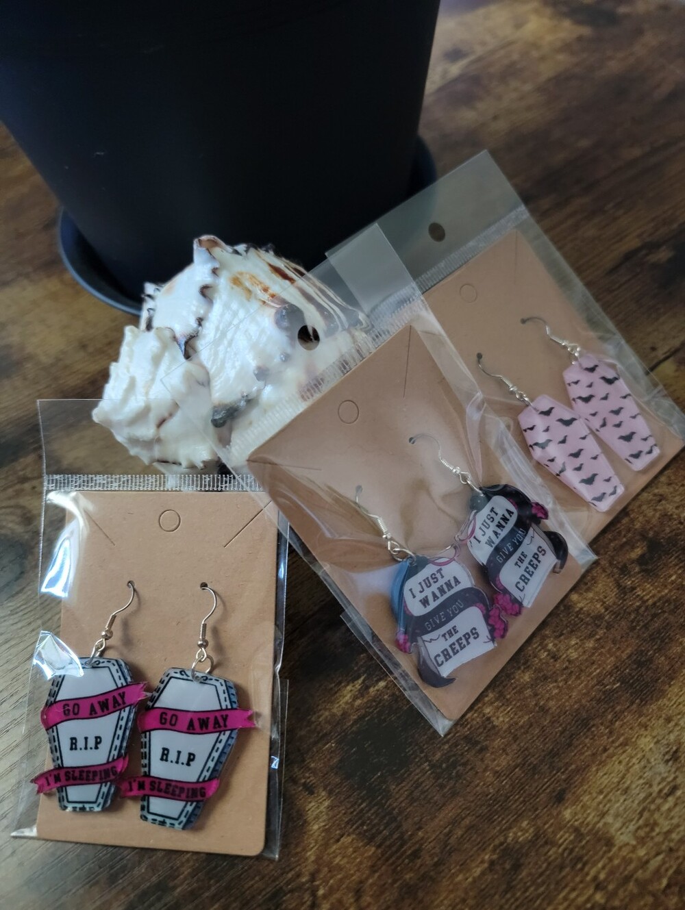 3pcs Pink Coffin Earrings Set - Cute Halloween Accessories